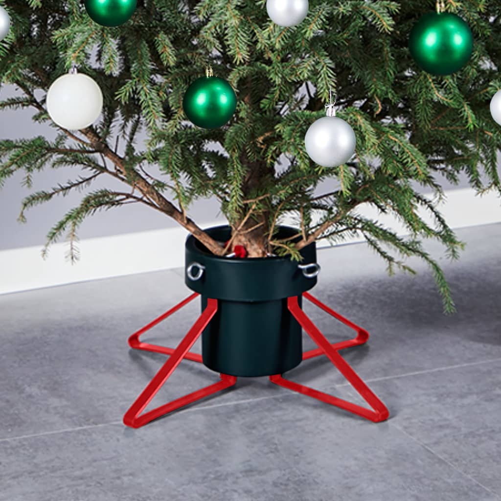 vidaXL Βάση Χριστουγεννιάτικου Δέντρου Πράσινη / Κόκκινη 46x46x19 εκ.