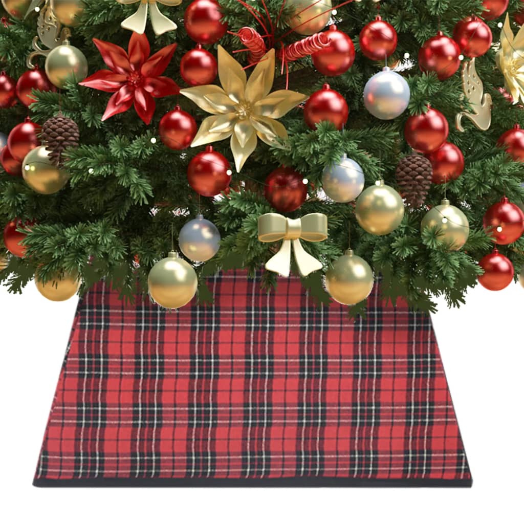 vidaXL Ποδιά Χριστουγεννιάτικου Δέντρου Κόκκινη/Μαύρη 48 x 48 x 25 εκ.