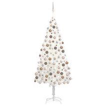 Χριστουγεννιάτικο Δέντρο Τεχνητό με LED & Μπάλες Λευκό 210 εκ 