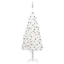 Χριστουγεννιάτικο Δέντρο Τεχνητό με LED & Μπάλες Λευκό 210 εκ