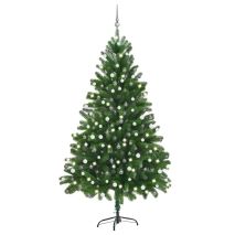Χριστουγεννιάτικο Δέντρο Τεχνητό με LED & Μπάλες Πράσινο 210 εκ