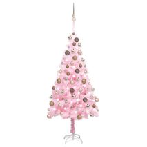 Χριστουγεννιάτικο Δέντρο Τεχνητό με LED & Μπάλες Ροζ 180εκ. PVC 