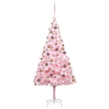 Χριστουγεννιάτικο Δέντρο Τεχνητό με LED & Μπάλες Ροζ 240εκ. PVC 