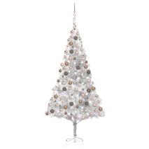 Χριστουγεννιάτικο Δέντρο Τεχνητό με LED&Μπάλες Ασημί 210 εκ PΕΤ