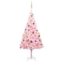 Χριστουγεννιάτικο Δέντρο Τεχνητό με LED & Μπάλες Ροζ 240εκ. PVC