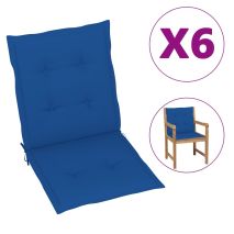 Μαξιλάρια Καρέκλας Κήπου με Πλάτη 6 τεμ. Μπλε Ρουά 100x50x4 εκ.