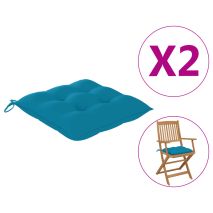Μαξιλάρια Καρέκλας 2 τεμ. Γαλάζια 40 x 40 x 7 εκ. Υφασμάτινα