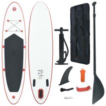 vidaXL Σετ Σανίδας Stand Up Paddle / Surf Φουσκωτό Κόκκινο και Λευκό 