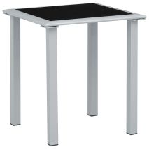 310541 vidaXL Garden Table Black and Silver 41x41x45 cm Steel and Glass