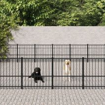 vidaXL Κλουβί Σκύλου Εξωτερικού Χώρου 56,45 μ² από Ατσάλι