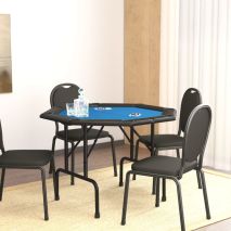 vidaXL Τραπέζι Πόκερ Πτυσσόμενο για 8 Παίκτες Μπλε 108 x 108 x 75 εκ.