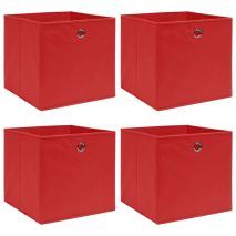 vidaXL Κουτιά Αποθήκευσης 4 τεμ. Κόκκινα 32 x 32 x 32 εκ. από Ύφασμα