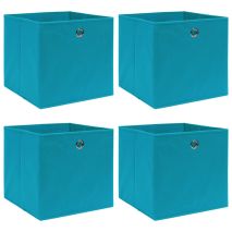 vidaXL Κουτιά Αποθήκευσης 4 τεμ. Γαλάζια 32 x 32 x 32 εκ. από Ύφασμα