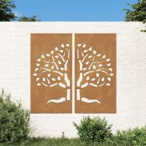 vidaXL Διακοσμητικά Κήπου Σχ. Δέντρο 2 τεμ. 105 x 55 εκ. Ατσάλι Corten