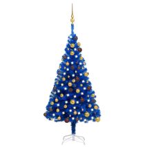 vidaXL Χριστουγεννιάτικο Δέντρο Τεχν. LED & Μπάλες Μπλε 120 εκ. PVC