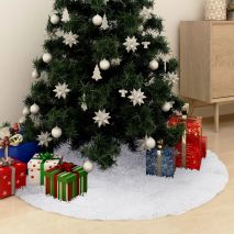 vidaXL Ποδιά Χριστουγεννιάτικου Δέντρου Λευκή 150 εκ. Faux Γούνα