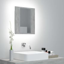 vidaXL Ντουλάπι Μπάνιου με Καθρέφτη και LED Γκρι Σκυροδέμ. Ακρυλικός