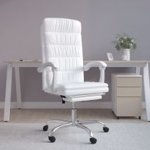vidaXL Καρέκλα Γραφείου Ανακλινόμενη Λευκό Συνθετικό δέρμα
