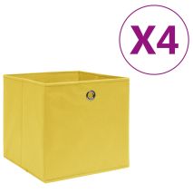 vidaXL Κουτιά Αποθήκευσης 4 τεμ. Κίτρινα 28x28x28 εκ. Ύφασμα Non-woven