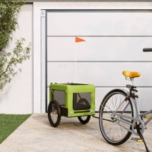 vidaXL Τρέιλερ Ποδηλάτου Σκύλων Πράσινο/Μαύρο Ύφασμα Oxford/Σίδηρος