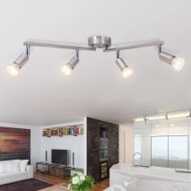 vidaXL Φωτιστικό Οροφής Ράγα με 4 Σποτ LED Σατέν Νίκελ