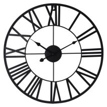 H&S Collection Ρολόι Tοίχου με Λατινικούς Αριθμούς Μαύρο
