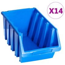 vidaXL Κουτιά Αποθήκευσης Στοιβαζόμενα 14 Τεμ. Μπλε από Πλαστικό