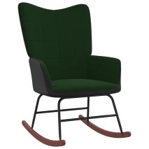 vidaXL Πολυθρόνα Κουνιστή Σκούρο Πράσινο από Βελούδο και PVC