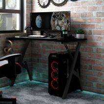 vidaXL Γραφείο Gaming Μαύρο 90 x 60 x 75 εκ. με Πόδια σε Σχήμα Υ
