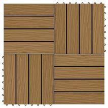 Πλακάκια Deck 11 τεμ. Ανάγλυφα Χρώμα Teak 30x30 εκ. 1 μ² WPC