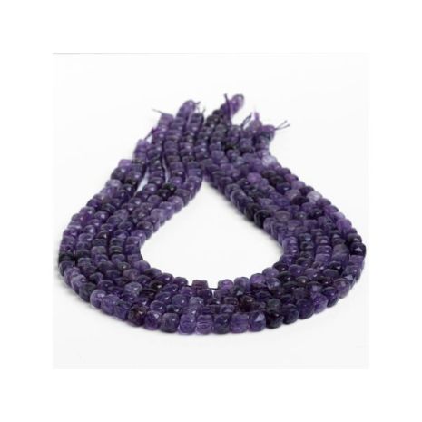 Αμέθυστος (Amethyst) σε χρώμα μοβ σχήμα κύβος ταγιέ 6.5 mm