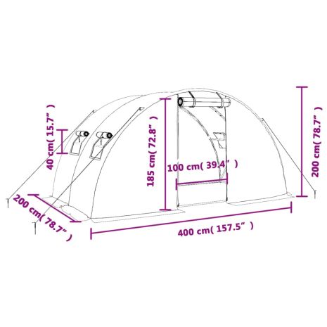 Θερμοκήπιο με Ατσάλινο Πλαίσιο Λευκό 8 μ² 4 x 2 x 2 μ.