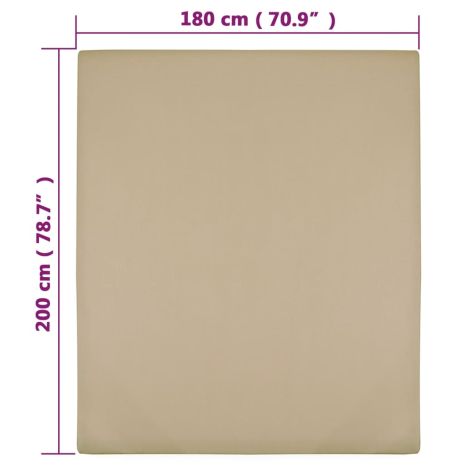 Σεντόνι με Λάστιχο Taupe 180x200 εκ. Βαμβακερό Ζέρσεϊ