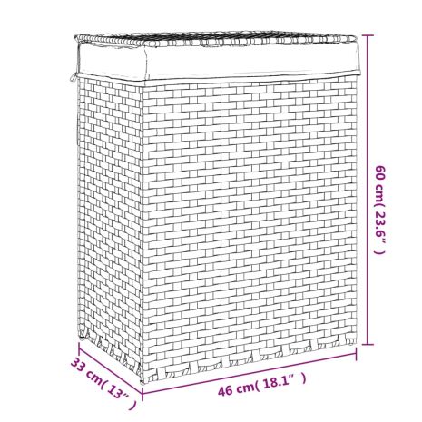 Καλάθι Πλυντηρίου με Καπάκι 46 x 33 x 60 εκ. Συνθετικό Ρατάν