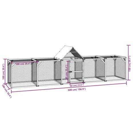 Κοτέτσι 500x100x150 εκ. από Μασίφ Εμποτισμένο Ξύλο Πεύκου