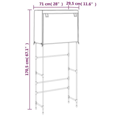 Ραφιέρα 2 Επιπέδων για Πλυντήριο Γκρι 71x29,5x170,5 εκ. Σίδερο