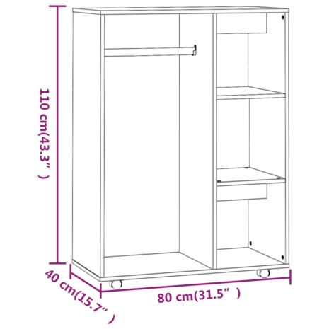 Ντουλάπα Γκρι Sonoma 80 x 40 x 110 εκ. από Επεξεργασμένο Ξύλο