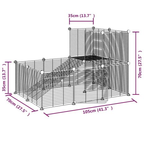 Κλουβί Κατοικίδιων με 20 Πάνελ + Πόρτα Μαύρο 35 x 35εκ Ατσάλινο