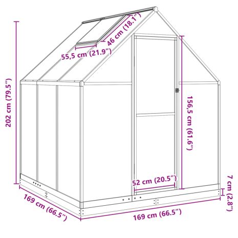 Θερμοκήπιο με Πλαίσιο Βάσης Ανθρακί 169x169x202 εκ. Αλουμίνιο