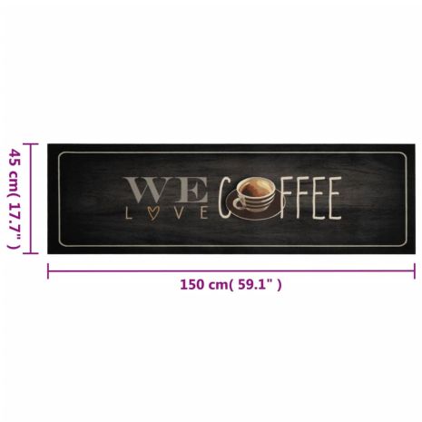 Χαλί Κουζίνας Πλενόμενο Επιγραφή Coffee 45x150 εκ. Βελούδο