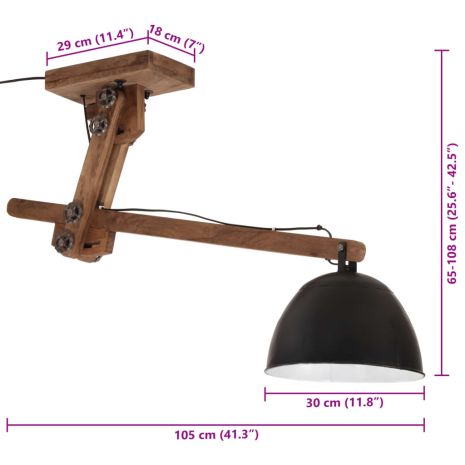 Φωτιστικό Οροφής 25 W Μαύρο 105x30x65-108 εκ. Ε27