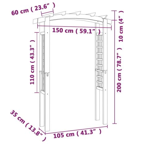 Αψίδα Καφασωτό 150 x 60 x 210 εκ. από Ξύλο