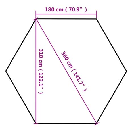 Εξαγων. Τέντα με Πλαϊνά Τοιχώματα 3,6x3,1 μ. Γκρι/Μπεζ 220γρ/μ²