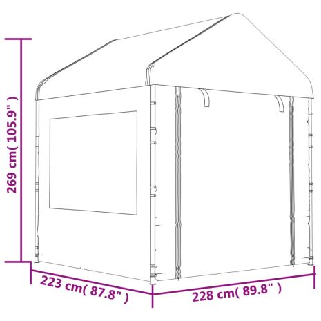 Κιόσκι με Τέντα Λευκό 6,69 x 2,28 x 2,69 μ. από Πολυαιθυλένιο