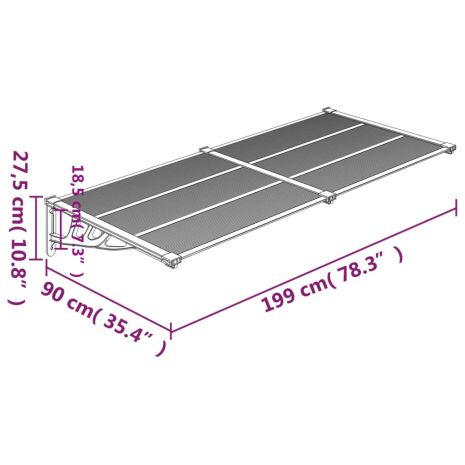 Στέγαστρο Πόρτας Μαύρο & Διαφανές 199x90 εκ από Πολυκαρβονικό