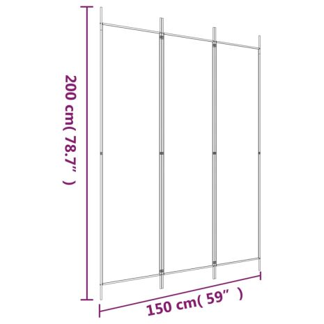 Διαχωριστικό Δωματίου με 3 Πάνελ Καφέ 150x200 εκ. από Ύφασμα