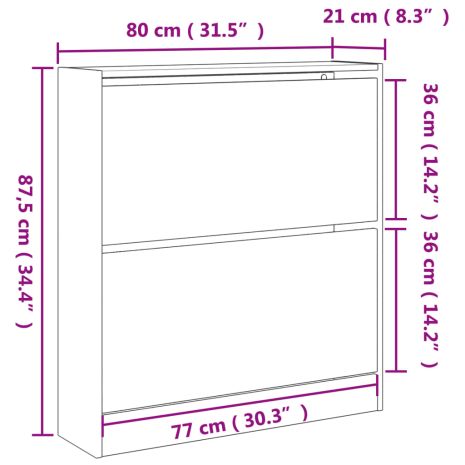 Παπουτσοθήκη Λευκή 80x21x87,5 εκ. από Επεξεργασμένο Ξύλο