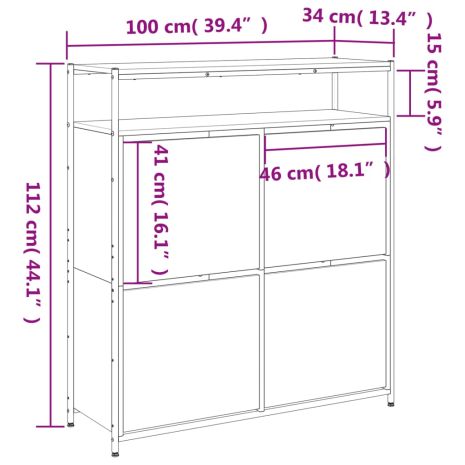 Παπουτσοθήκη με 4 Ανακλ. Συρτάρια Sonoma Δρυς 100x34x112 εκ.