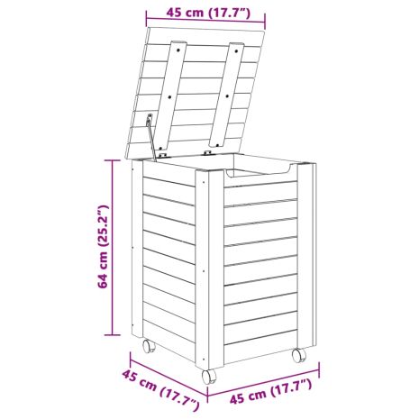 Καλάθι Άπλυτων με Τροχούς RANA 45x45x64εκ. Μασίφ Ξύλο Πεύκου