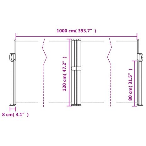 Σκίαστρο Πλαϊνό Συρόμενο Κόκκινο 120 x 1000 εκ.